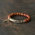 Fortune Jewel Bone Beads Copper Cone Pendant Strength Bracelet