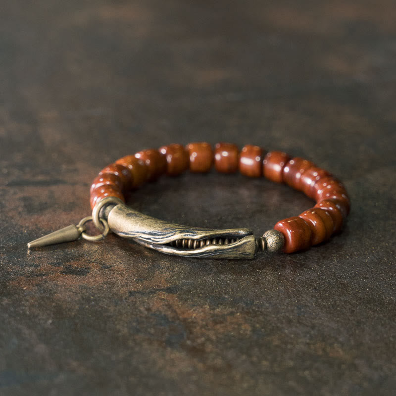 Fortune Jewel Bone Beads Copper Cone Pendant Strength Bracelet