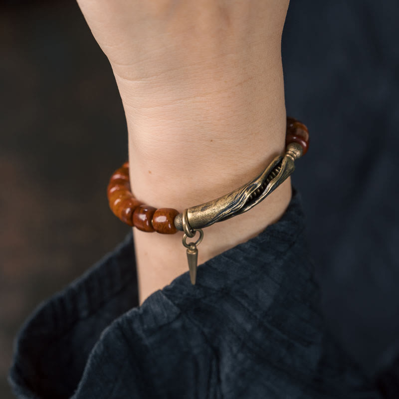 Fortune Jewel Bone Beads Copper Cone Pendant Strength Bracelet