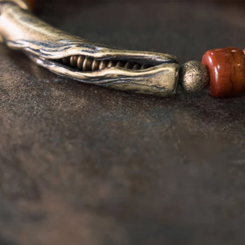 Fortune Jewel Bone Beads Copper Cone Pendant Strength Bracelet