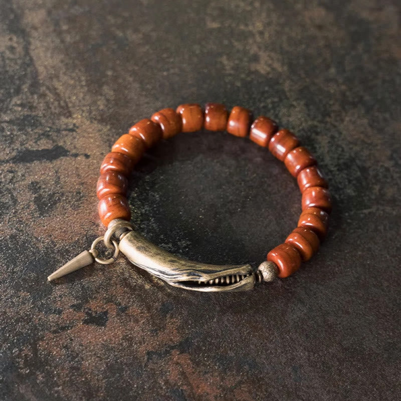 Fortune Jewel Bone Beads Copper Cone Pendant Strength Bracelet