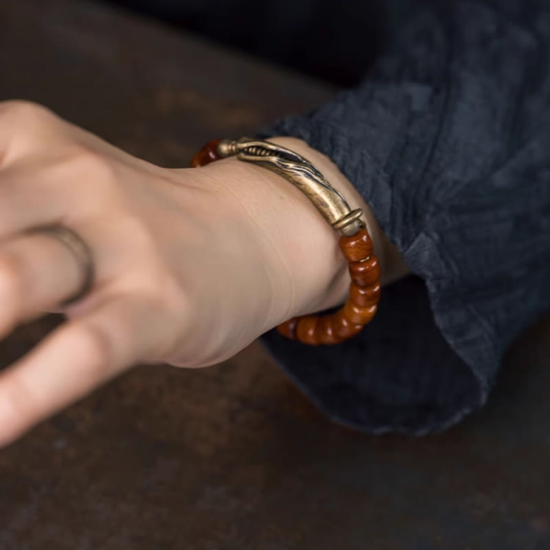 Fortune Jewel Bone Beads Copper Cone Pendant Strength Bracelet