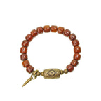 Fortune Jewel Bone Beads Dzi Shape Copper Cone Pendant Strength Bracelet