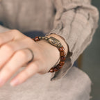 Fortune Jewel Bone Beads Dzi Shape Copper Cone Pendant Strength Bracelet