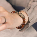 Fortune Jewel Bone Beads Dzi Shape Copper Cone Pendant Strength Bracelet