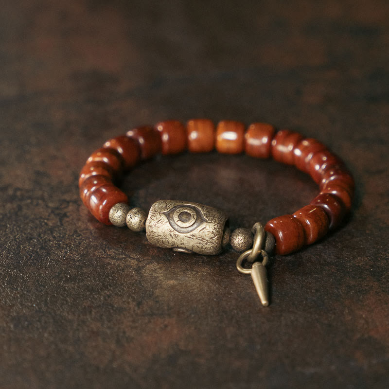 Fortune Jewel Bone Beads Dzi Shape Copper Cone Pendant Strength Bracelet