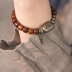 Fortune Jewel Bone Beads Dzi Shape Copper Cone Pendant Strength Bracelet
