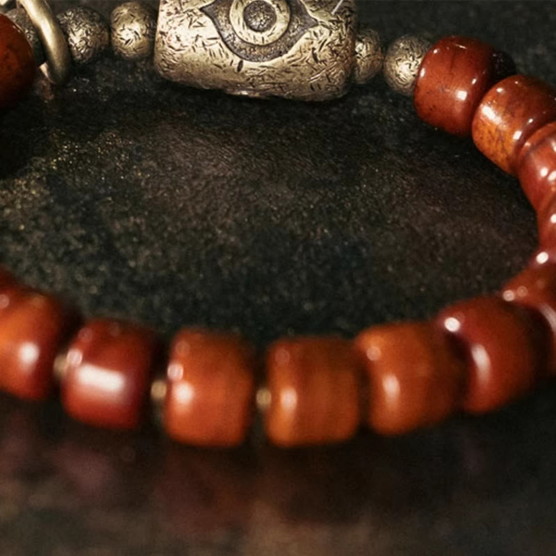 Fortune Jewel Bone Beads Dzi Shape Copper Cone Pendant Strength Bracelet