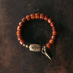Fortune Jewel Bone Beads Dzi Shape Copper Cone Pendant Strength Bracelet