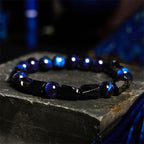 Fortune Jewel Blue Tiger Eye Black Tourmaline Strength Bracelet