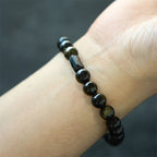Fortune Jewel Gold Sheen Obsidian Black Tourmaline Wealth Bracelet