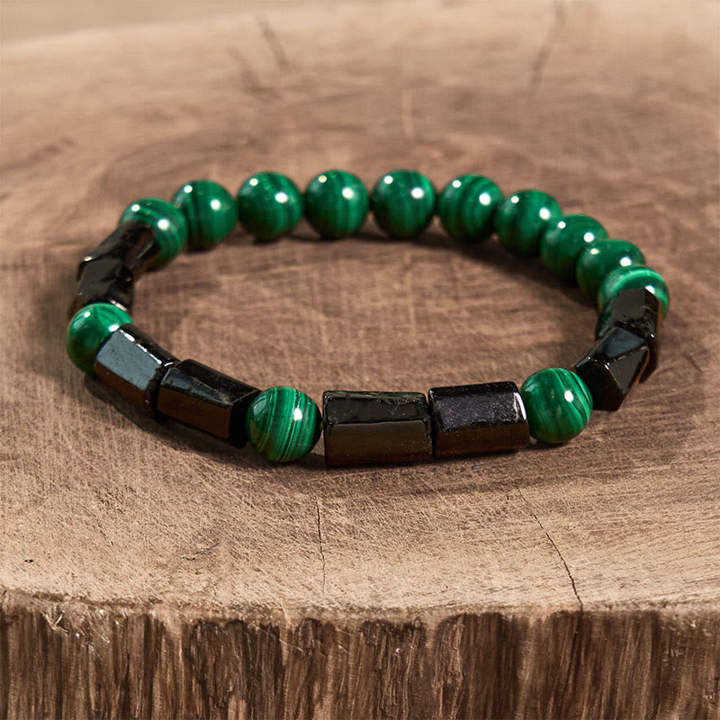 Fortune Jewel Malachite Black Tourmaline Purity Bracelet