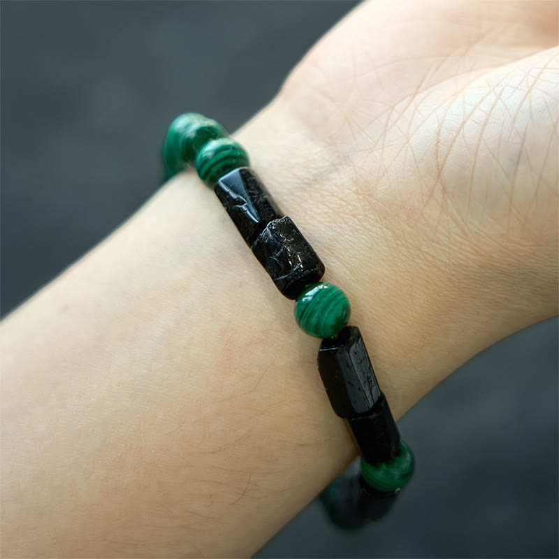 Fortune Jewel Malachite Black Tourmaline Purity Bracelet