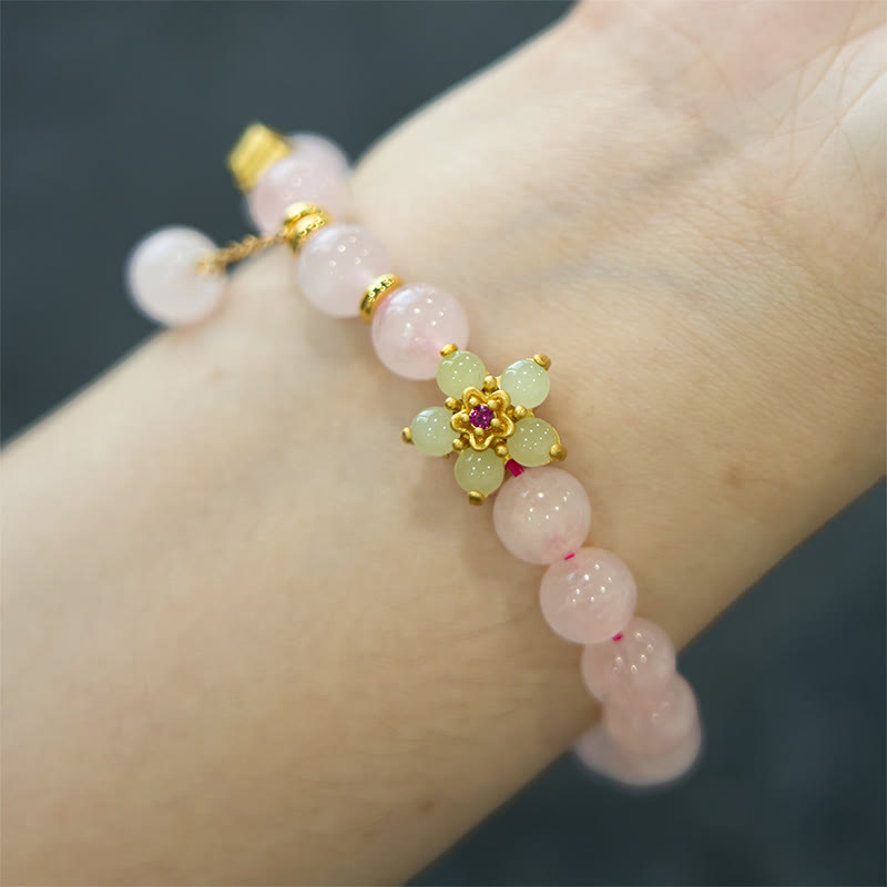Fortune Jewel Pink Crystal Citrine Flower Warmth Bracelet
