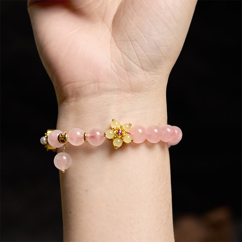Fortune Jewel Pink Crystal Citrine Flower Warmth Bracelet