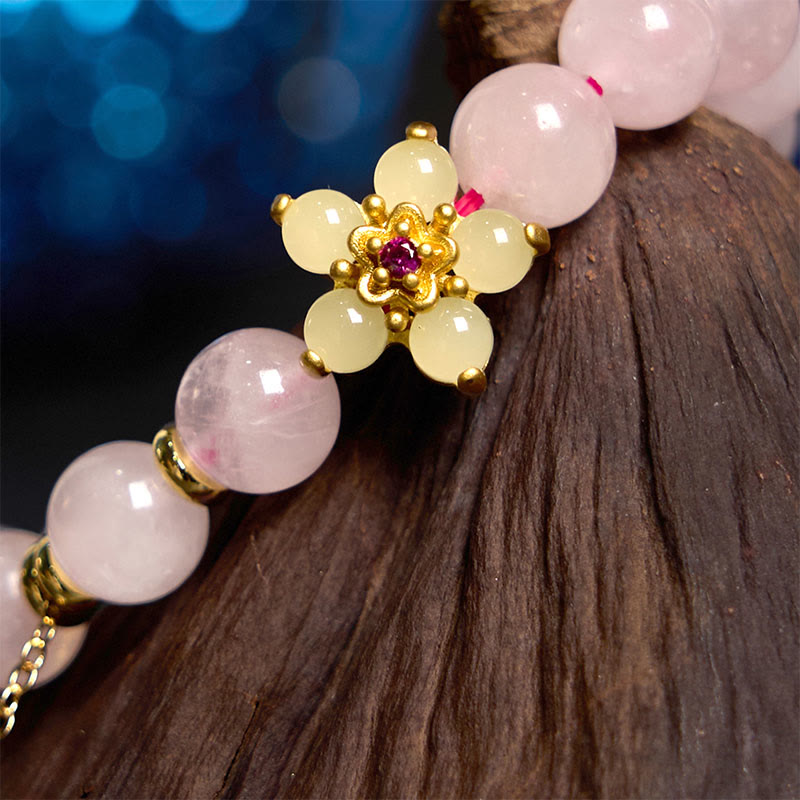 Fortune Jewel Pink Crystal Citrine Flower Warmth Bracelet