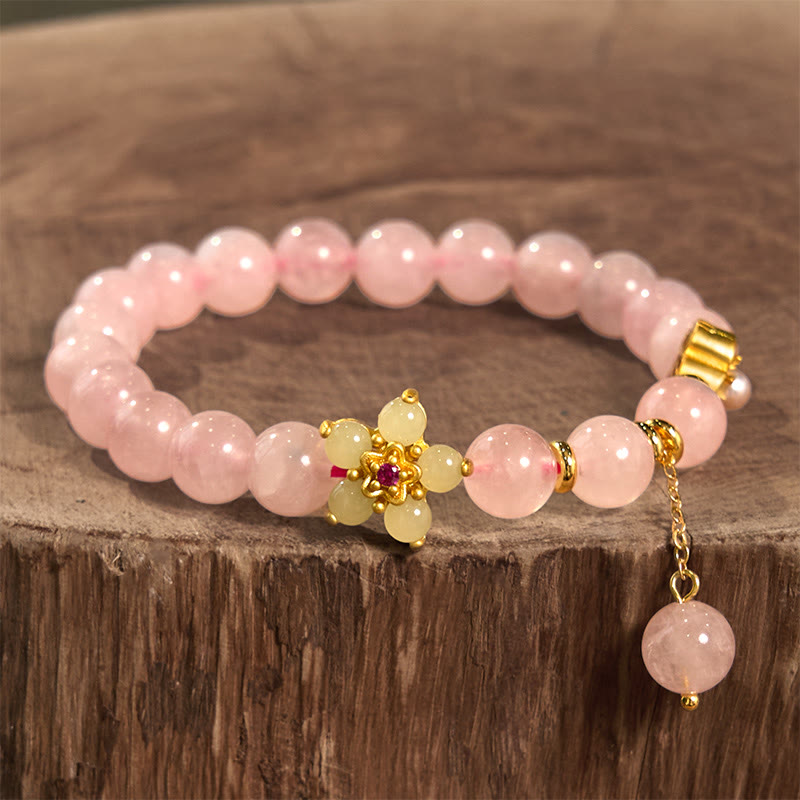 Fortune Jewel Pink Crystal Citrine Flower Warmth Bracelet