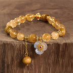 Fortune Jewel Citrine Tiger Eye Flower Charm Generosity Bracelet