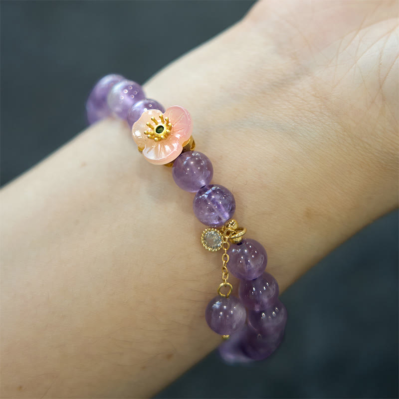 Fortune Jewel Amethyst Peach Blossom Fortune Meditation Bracelet