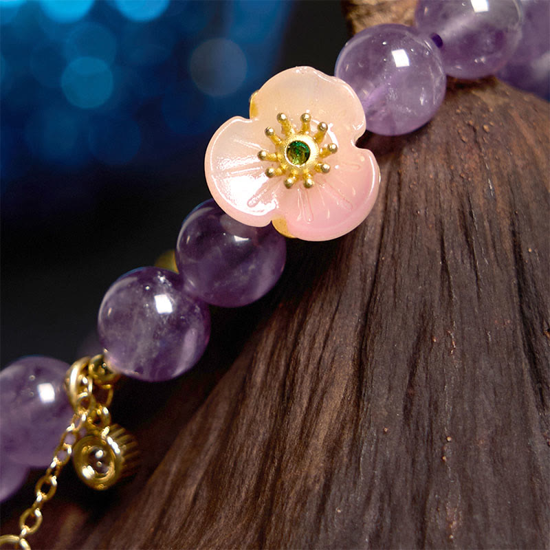 Fortune Jewel Amethyst Peach Blossom Fortune Meditation Bracelet