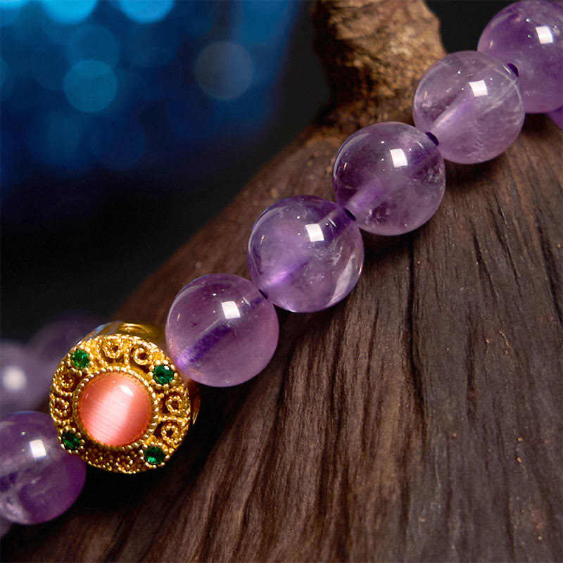 Fortune Jewel Amethyst Peach Blossom Fortune Meditation Bracelet