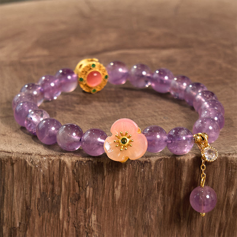 Fortune Jewel Amethyst Peach Blossom Fortune Meditation Bracelet