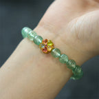 Fortune Jewel Natural Green Strawberry Quartz Soothing Fu Character Bracelet