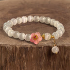 Fortune Jewel Chrysoberyl Cat's Eye Pink Flowers Support Bracelet