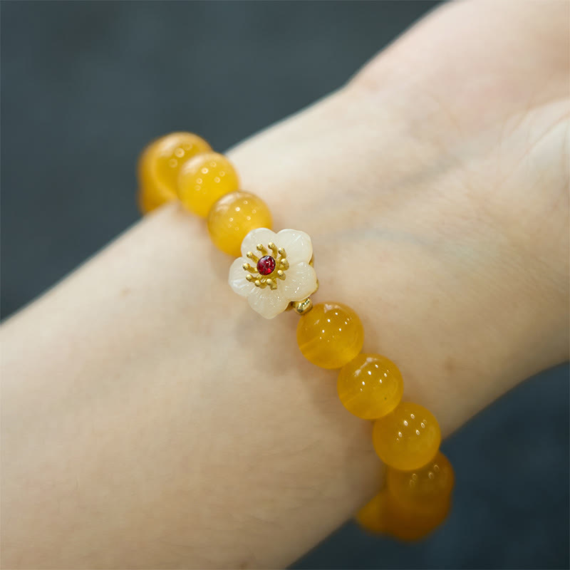 Fortune Jewel Cat's Eye Chrysoberyl Flower Love Bracelet