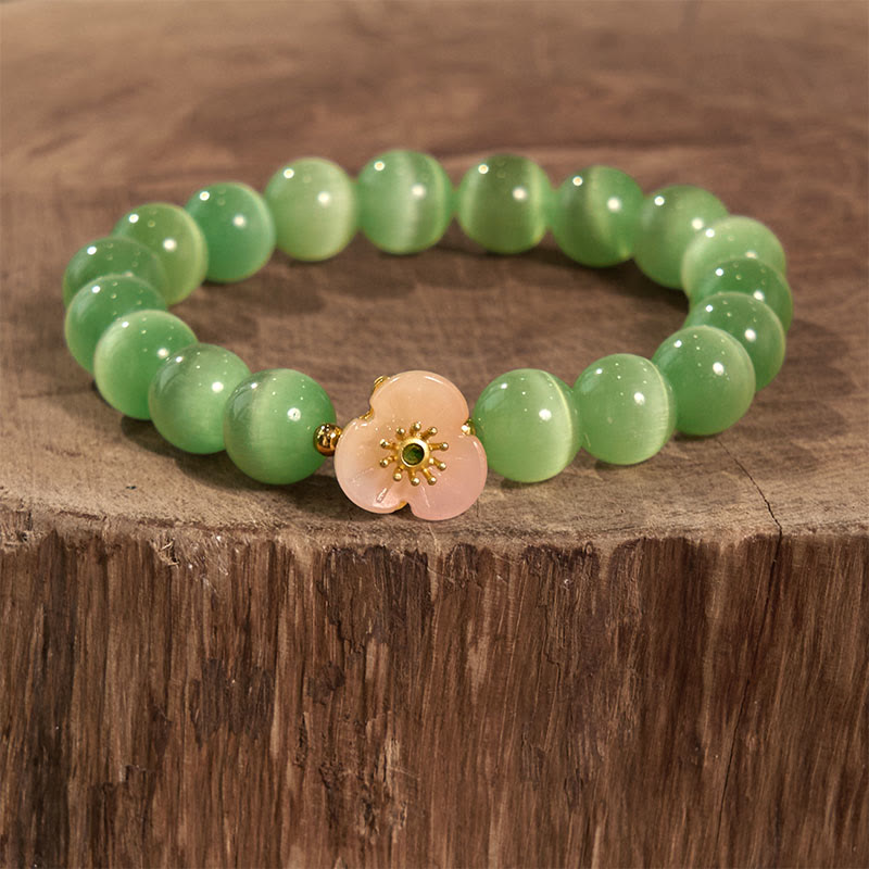 Fortune Jewel Cat's Eye Chrysoberyl Flower Love Bracelet
