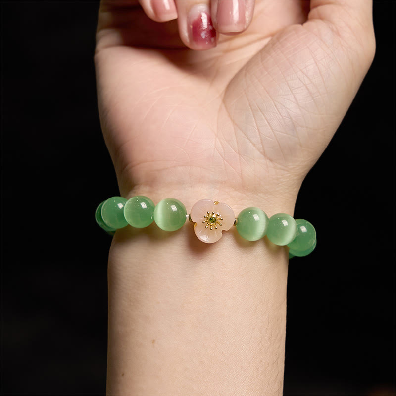 Fortune Jewel Cat's Eye Chrysoberyl Flower Love Bracelet