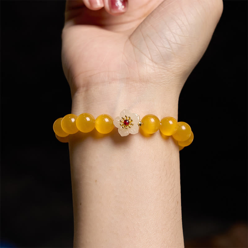 Fortune Jewel Cat's Eye Chrysoberyl Flower Love Bracelet
