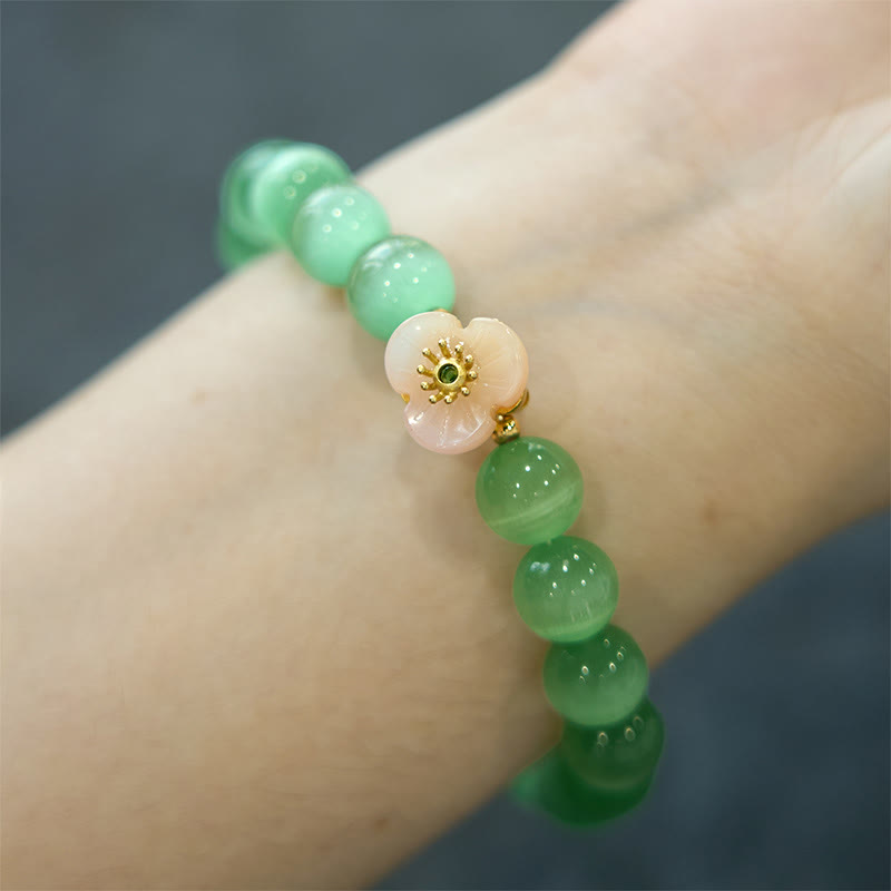 Fortune Jewel Cat's Eye Chrysoberyl Flower Love Bracelet