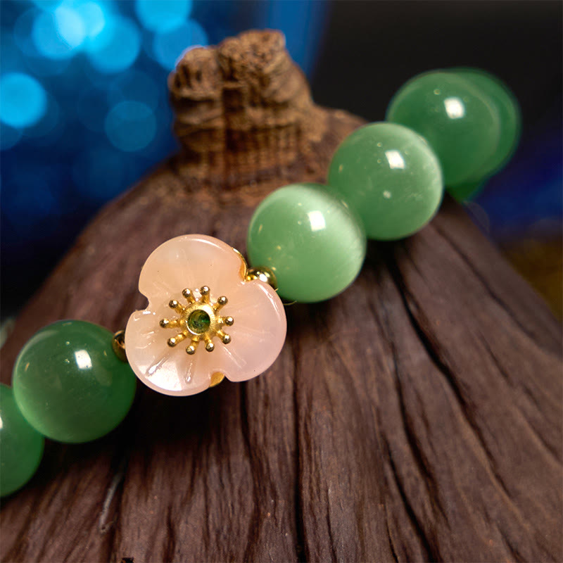 Fortune Jewel Cat's Eye Chrysoberyl Flower Love Bracelet
