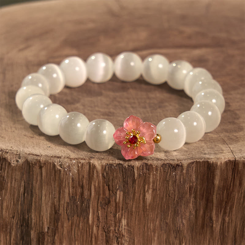 Fortune Jewel Cat's Eye Chrysoberyl Flower Love Bracelet