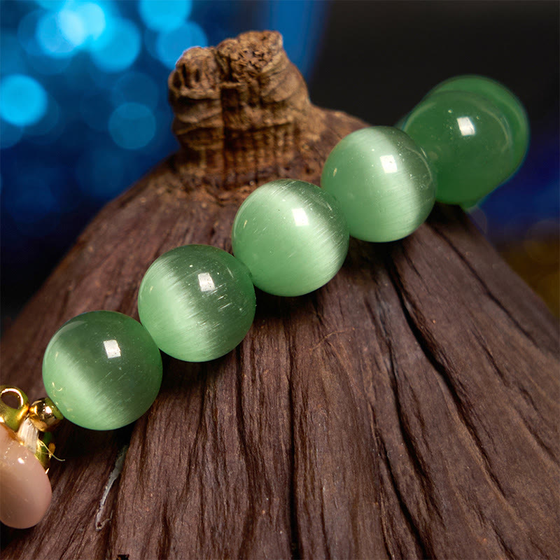 Fortune Jewel Cat's Eye Chrysoberyl Flower Love Bracelet