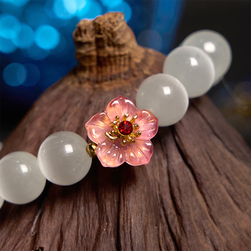 Fortune Jewel Cat's Eye Chrysoberyl Flower Love Bracelet