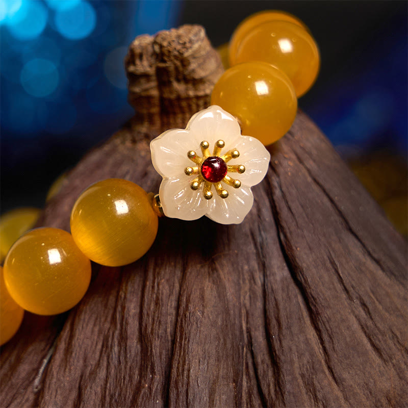Fortune Jewel Cat's Eye Chrysoberyl Flower Love Bracelet