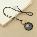 Fortune Jewel Black Obsidian Liuli Picture Stone Copper Fulfilment Necklace Pendant