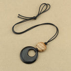Fortune Jewel Black Obsidian Liuli Picture Stone Copper Fulfilment Necklace Pendant