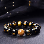 Fortune Jewel Six True Words Om Mani Padme Hum Rainbow Obsidian Gold Foil Creativity Bracelet