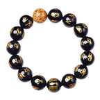 Fortune Jewel Six True Words Om Mani Padme Hum Rainbow Obsidian Gold Foil Creativity Bracelet