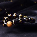 Fortune Jewel Six True Words Om Mani Padme Hum Rainbow Obsidian Gold Foil Creativity Bracelet