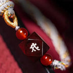 Fortune Jewel Chinese Zodiac Natal Buddha Small Leaf Red Sandalwood Red String Protection Bracelet
