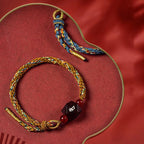 Fortune Jewel Chinese Zodiac Natal Buddha Small Leaf Red Sandalwood Red String Protection Bracelet