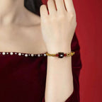 Fortune Jewel Chinese Zodiac Natal Buddha Small Leaf Red Sandalwood Red String Protection Bracelet