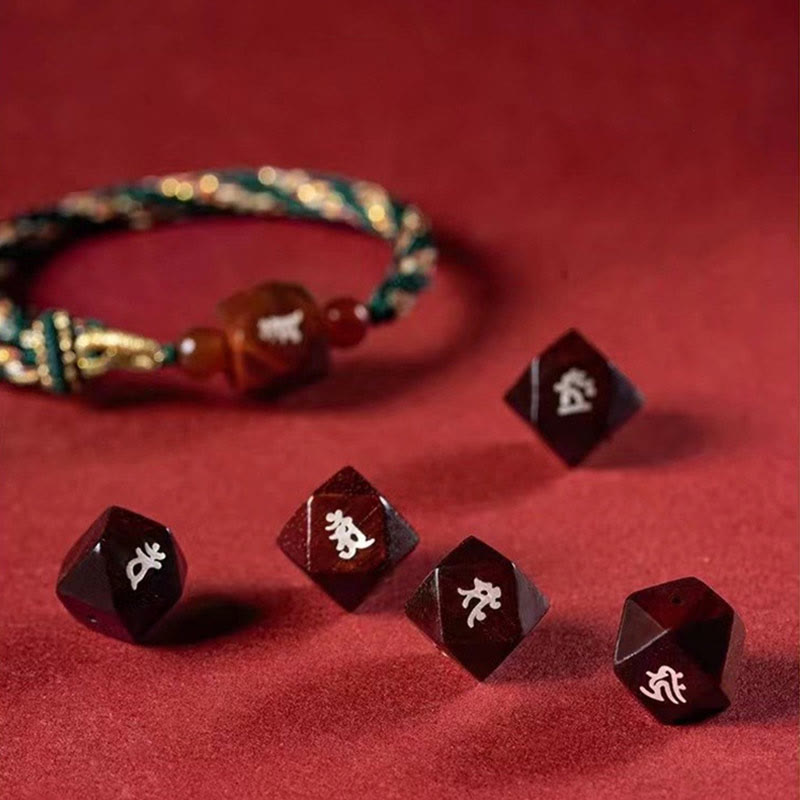 Fortune Jewel Chinese Zodiac Natal Buddha Small Leaf Red Sandalwood Red String Protection Bracelet