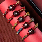 Fortune Jewel Chinese Zodiac Natal Buddha Small Leaf Red Sandalwood Red String Protection Bracelet