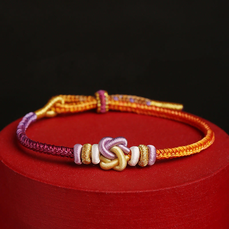 Fortune Jewel Colorful String Heart Knot Protection Braided Bracelet