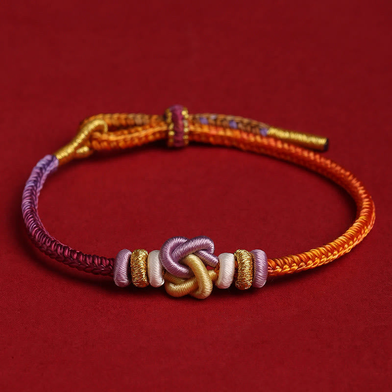 Fortune Jewel Colorful String Heart Knot Protection Braided Bracelet